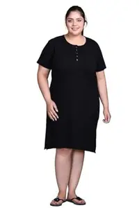 In Love Women Cotton Buttoned Plus Size Short Slip Nighty Chemise