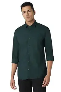 Peter England Men's Solid Slim Fit Full Sleeve Casual Shirt| 100% Cotton