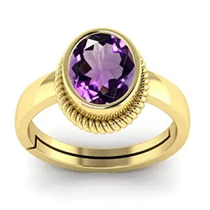 LMDPRAJAPATIS 12.25 Ratti/13.00 Carat Natural Amethyst Katela Jamuniya Gemstone Gold Plated Adjustable Ring For Men And Women