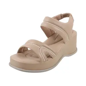 Mochi Women Beige Casual Synthetic Sandals UK/7 EU/40(34-223)