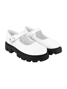 Do Bhai Smart Casual Buckle Detailed White Loafers for Women & Girls/UK6