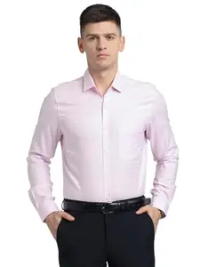 Turtle Men Giza Cotton Slim Fit Light Pink Checkered Full Sleeve Formal Shirt