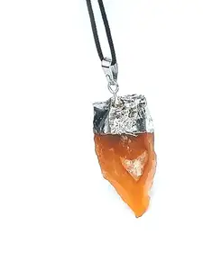 ASTROGHAR Natural Carnelian Raw Rough Uneven Cut Point Lucky Charm Crystal Pendant