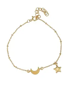 Carlton London Womens 18kt Gold Plated with Moon & Star Charm Bracelet