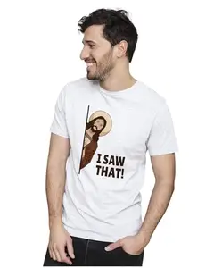 Men's & Women's Regular Fit T-Shirt Just Be Happy - Smile 100% Cotton Unise T-Shirt White;|White,S(WATCHS03-White S Men Round)