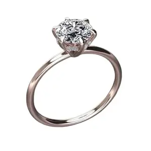 Blustone Mesmerizing Six Prong Moissanite Rose Gold Ring Original Certified मोजोनाइट रत्न की अंगूठी ओरिजिनल सर्टिफाइड Precious Masonite Diamond Rose Gold Ring For Women Suitable with Every Attire