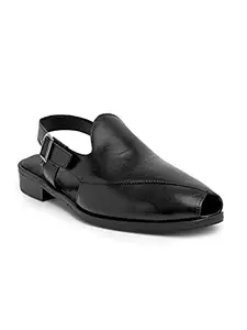 TEAKWOOD LEATHERS Teakwood Genuine Leather Casual Slippers & Sandals Footwear for Men(Black, 42)