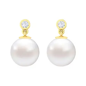 Clara 92.5 Sterling Silver Gold Plated Pearl Earrings Gift for Women and Girls