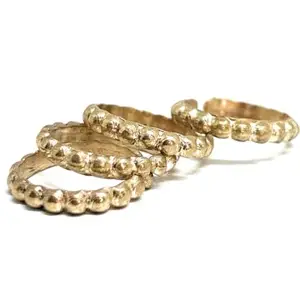 Adjustable and Daily Use Impon/Panchaloha/Five Metals gold toned Beaded Metti/Toe Ring for Women (P352)