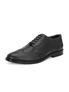 Eego Italy Plus Size Genuine Leather Brogue Lace Up Shoes_GT-17-BLACK-12