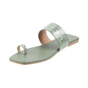 Walkway by Metro Brands Women Green Synthetic Sandals 4-UK (37 EU) (32-1302)