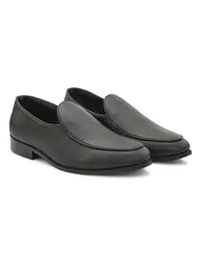 DDesire Classic British Handmade PU Faux Leather Monk Strapless Shoes for Men (7) Black