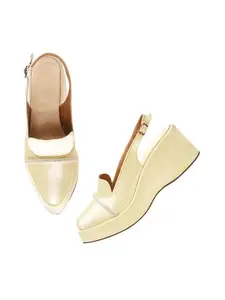 Shoetopia Golden Platform Heels For Girls