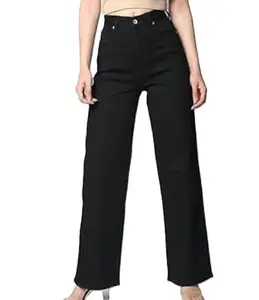 Shyam JI Women Grey Wide and Leg Denim Jeans Contemporary Street Fashion Bottom Coloured and Designing