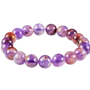 RRJEWELZ Natural Amethyst 10mm Round Shape Smooth Cut Beads 6.5 Inch Stretchable Bracelet For Men & Women. Unisex Bracelet For Healing, Meditation, Prosperity, Gift & Luck|STBR_RR_09891_6.5
