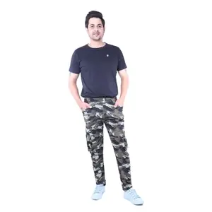 SPENCA Camouflage Men Fouji Print Military Joggers Gym Dry-Fit 6 Pocket Trackpant Sports Pant | Green L