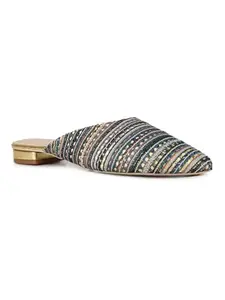 Inc.5 Women Navy Casual Printed Pattern Pointed Toe Slip-On Flats