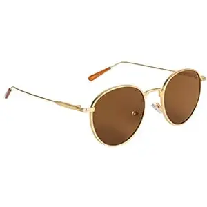 Voyage UV Protected Round Men & Women Sunglasses - (2038MG3052 | Brown Lens | Golden Frame)