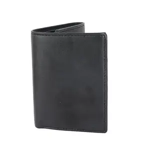 Flingo Leather Wallet for Men with Tri Fold Cash Compartment,Card Holder Slots & ID Pocket (Black)