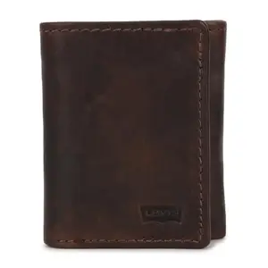 Levi's Men's Brown Brand Logo Tri-Fold Wallet