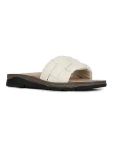 Inc.5 Womens Cream Solid Round Toe Casual Flat Slip-on Sandals