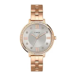 TIMEX Stainless Steel Women Silver Round Analog Dial Watch- Twel14711
