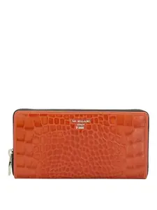 Da Milano Zip Leather Wallet for Women - Orange