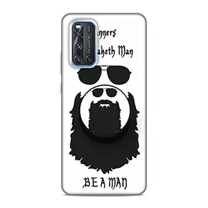 Screaming Ranngers Designer Printed Hard Plastic Matt Finish Mobile Case Back Cover with Mobile Holder for Vivo V19 (Beard)