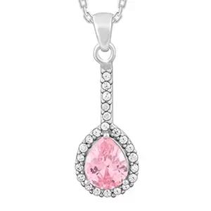 GIVA 925 Silver Awe in Pink Pendant With Link Chain| Necklace to Gift Women & Girls | With Certificate of Authenticity and 925 Stamp | 6 Months Warranty*