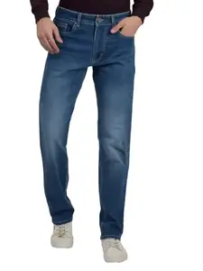 Numero Uno Men's Sustainable and Stretchable Blue Mid Rise Straight Fit Jeans