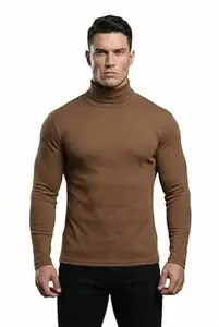 CHKOKKO Men's Winter Wear Cotton High Neck Full Sleeves Regular Fit T-Shirt