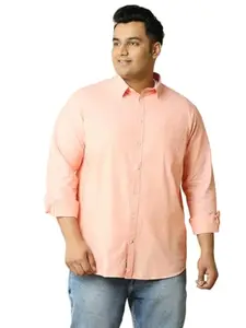 Thomas Scott Mens | Full Sleeve | Solid Plain Color | Regular Fit | Plus Size | 100% Cotton | Spread Collar | Casual | Shirts (Orange_3XL)