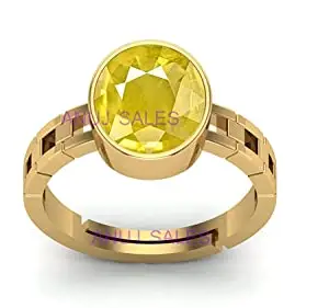 Anuj Sales Yellow Sapphire Adjustable Ring 2.00 Ratti Natural Stone Oval Shape Gold Plated Ring(Pukhraj Stone) with Lab Certificate