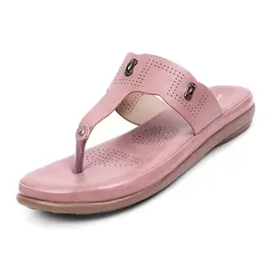 TRASE Rio Stylish Flats Slippers for Women (Peach, 4 UK)