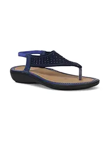 Bata Women's New Palm Sandal Blue Flat 3 Kids UK (5619750)