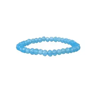 Motor Wings Crystal Glass Beaded Stretch Bracelet Set, Sky Blue, 24 Beads, Lab Tested Certified