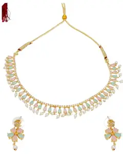Premium Brass Gold Plated Jewellery Set for Women & Girls With Earrings (Gold)