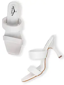 brauch White Double Strap Stiletto Heel For Women/Girls