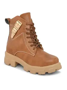 Longwalk Premium Classic Women High Ankle Boots, Trekking & Hiking Outdoor Footwear, Durable and Comfortable Brown