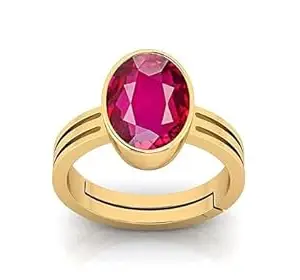 DAURAYA GEMS Natural Certified Unheated Untreatet 3.25 Ratti 2.11 Carat A+ Quality Natural Burma Ruby Manik Gold Plated Ring for Women's and Men's (Lab Certified) (CD051)