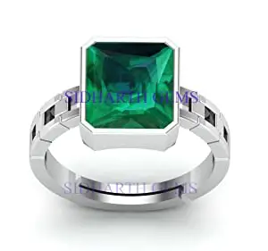 AKSHITA GEMS Certified Emerald Panna 11.50 Carat / 12.25 Ratti Panchdhatu Adjustable Silver Plating Ring for Astrological Purpose Men & Women