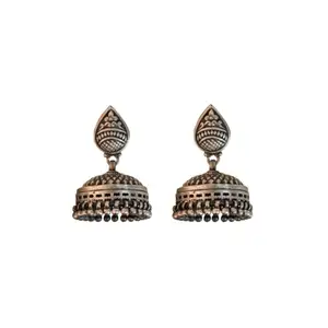 Shyle 925 Sterling Silver Dangle & Drop Earrings, Mizoya Intricate Classic Sadabahaar Jhumka, Well Stamped with 925,Traditional Oxidized Silver Jhumki Earrings, Gift for Her