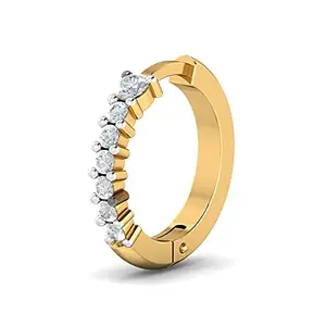 KuberBox 18KT Yellow Gold Elegant 0.08 cts Diamond Nose Ring for Women (Piercing required)