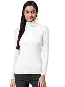 LLL FASHION Slim fit top with Long Sleeve for Woman (Medium, White)