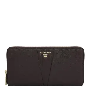 Da Milano Leather Zip Women Wallet - Brown (10072B)