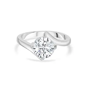 Ornate Jewels 925 Silver American Diamond Solitaire Ring for Women & Girls | With Certificate of Authenticity and 925 Stamp | Life-time Warranty*(Ring Size - 13)