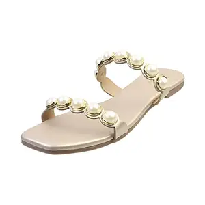 Metro Womens Synthetic Gold Slip Ons (Size (8 UK (41 EU))