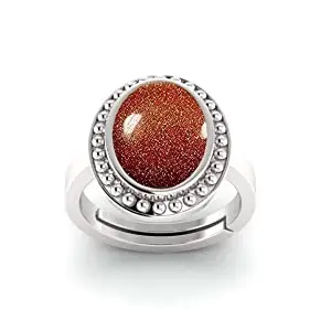 SONIYA GEMS Certified Natural 6.25 Ratti 5.00 Carat Sunstone Sunsitara Silver Plated Ring Panchdhatu Adjustable Ring for Men and Women