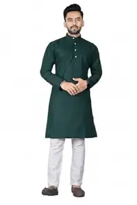 Conch Fashion Men’s Plain Solid Cotton Kurta Pajama Set Classic Straight Fit Long Kurta for Festive, Casual & Ethnic Wear Mandarin Collar Full Sleeve Traditional Kurta for Men