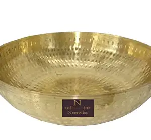 Neervika Brass Made Hammered Wok Serving Kadhai (1750ml, 11x3 Inches) Gold price in India.